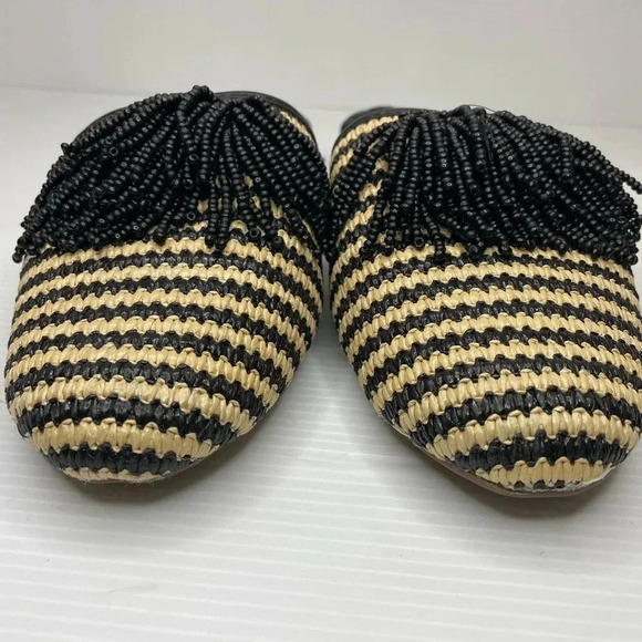 BIRDIES Spice Market Songbird Slides Faux Raffia Beaded Fringe Trim Size 8.5 - Picture 2 of 9